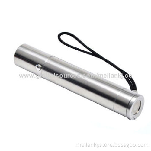 High bright LED flashlight, SOS function, 2600mAh smartphone power bank, stainless steel